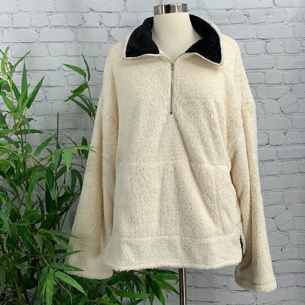 Umgee Cream Sherpa Oversized Fully Lined Pullover - Picture 8 of 8